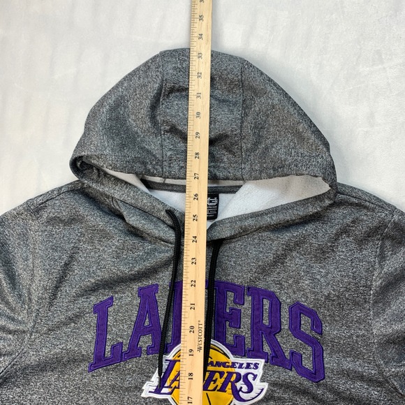 NBA Los Angeles Lakers Ultra Game Hoodie‎ Striped Hem Gray Purple Mens Sz Small - Picture 5 of 7
